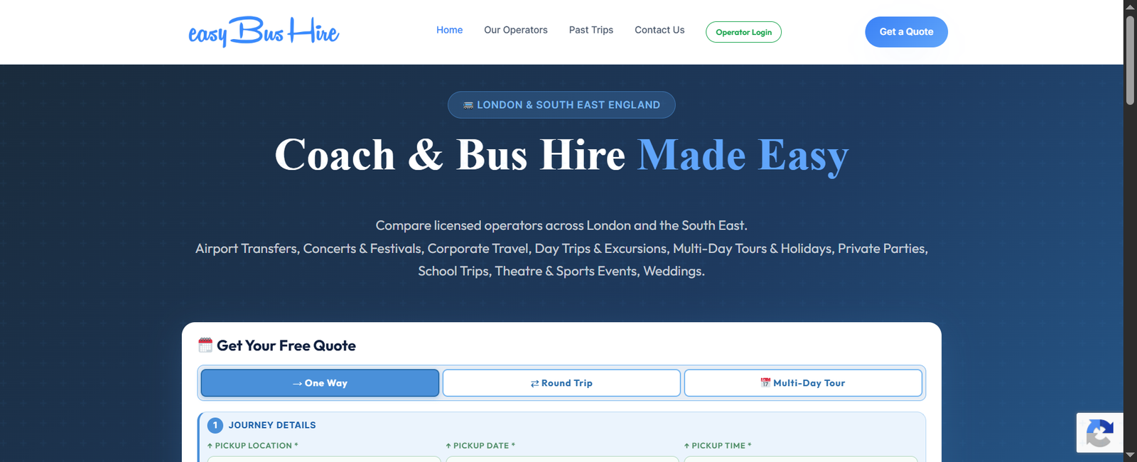 Easy Bus Hire website screenshot