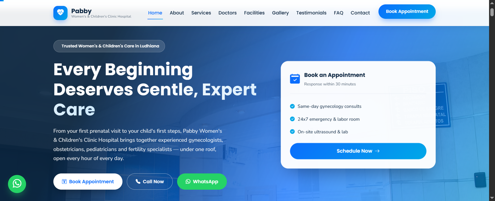 Hospital website demo screenshot